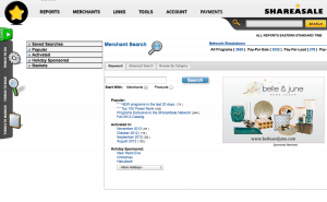 Screenshot of ShareASale's affiliate interface